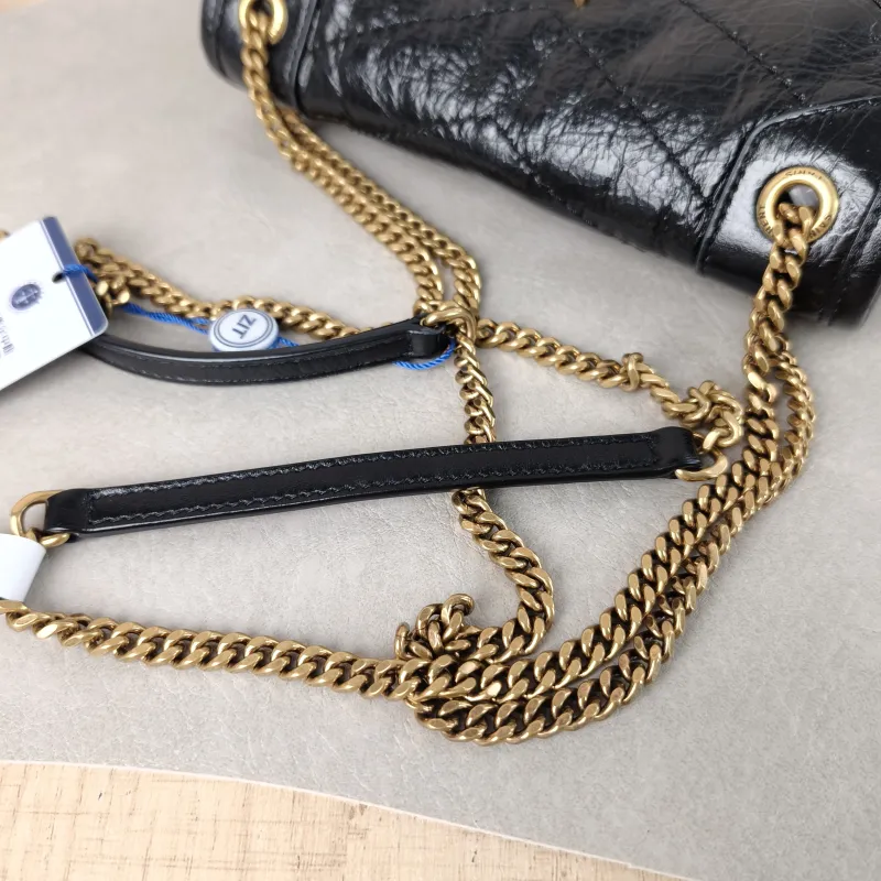 SAINT LAURENT Crossbody Bag Niki Black Waxed Leather Calfskin Mini 18 × 5 × 12.5 cm — detail view 2 of 13