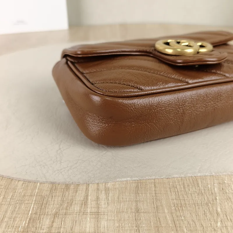 GUCCI Crossbody Bag GG Marmont Mini Marmont Mini Caramel Calfskin Mini 16.5 × 4.5 × 9.5 cm — detail view 4 of 11