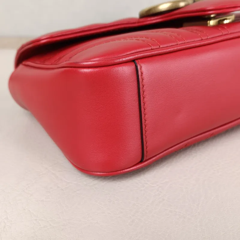 GUCCI Crossbody Bag GG Marmont Small Marmont 22 Red Calfskin Small 22 × 6 × 13 cm — detail view 12 of 12