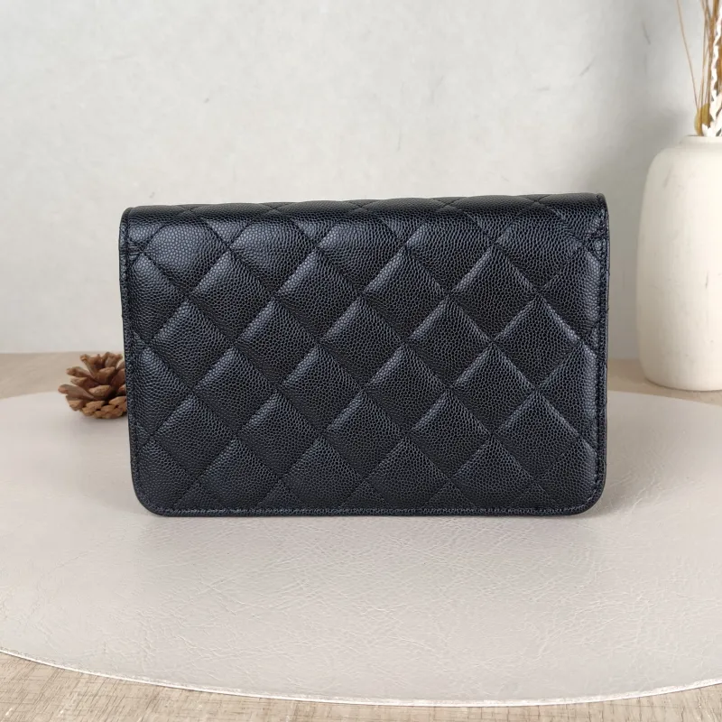 Chanel Crossbody Bag Classic Flap WOC CF WOCWOC Bag Woven c Black Calfskin One Size 19.2 × 3.5 × 12.3 cm — cover view 2 of 5