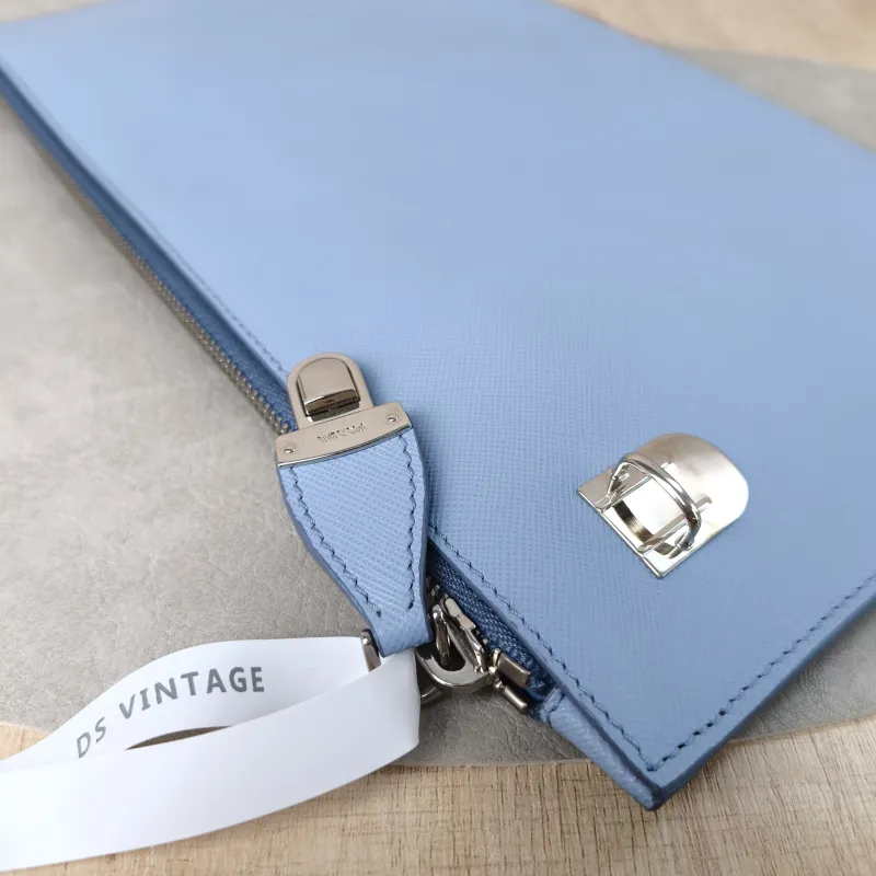 PRADA Clutch Clutch Blue Calfskin 30*19 — detail view 7 of 12