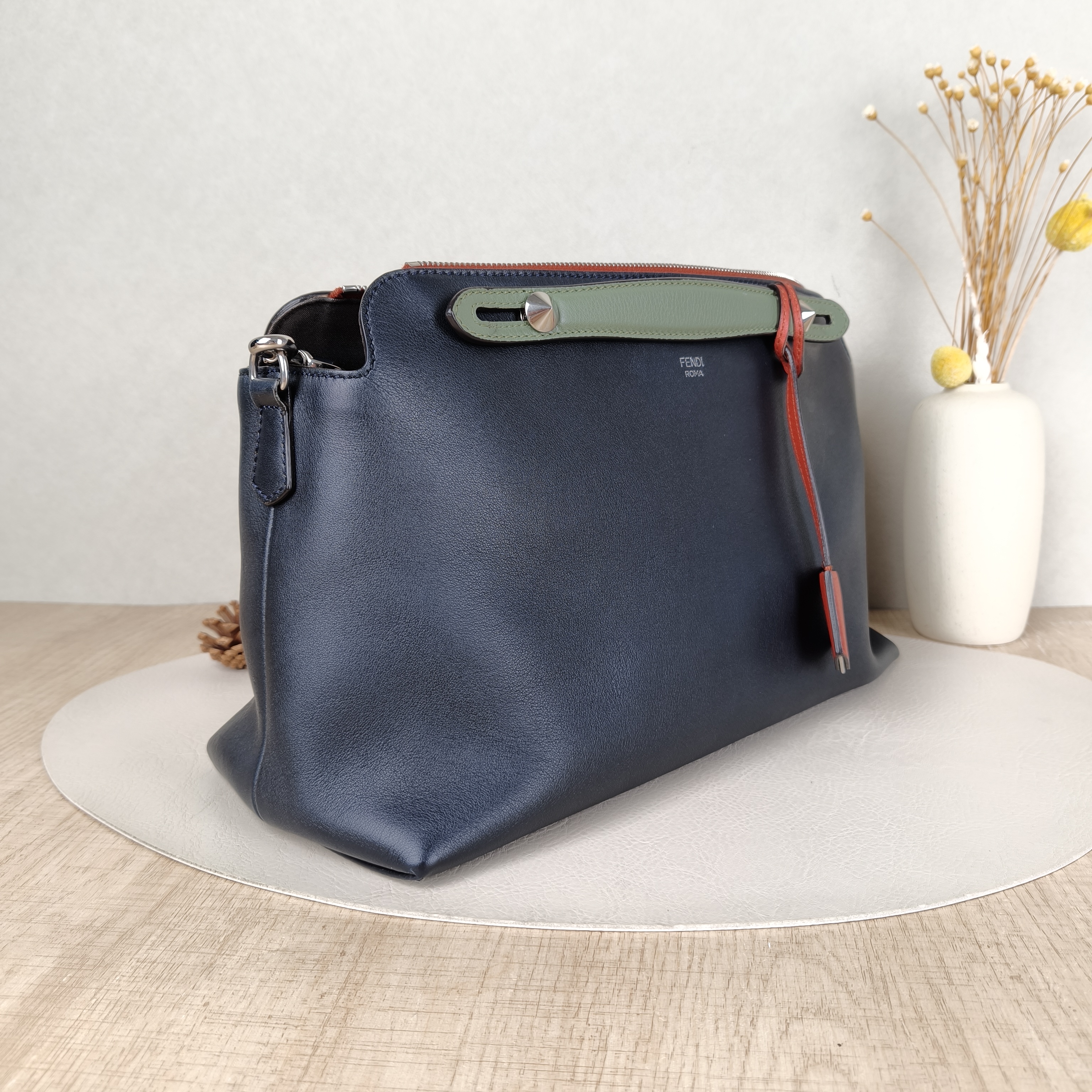 FENDI Crossbody Bag Blue Calfskin 32 × 15 × 21 cm — cover view 4 of 5