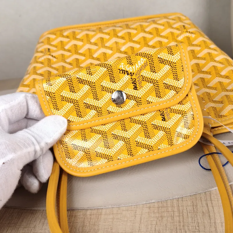 GOYARD Top Handle Bag ANJOU Shopping Tote Yellow PVC Mini 19.5 × 9 × 19.5 cm — detail view 6 of 10