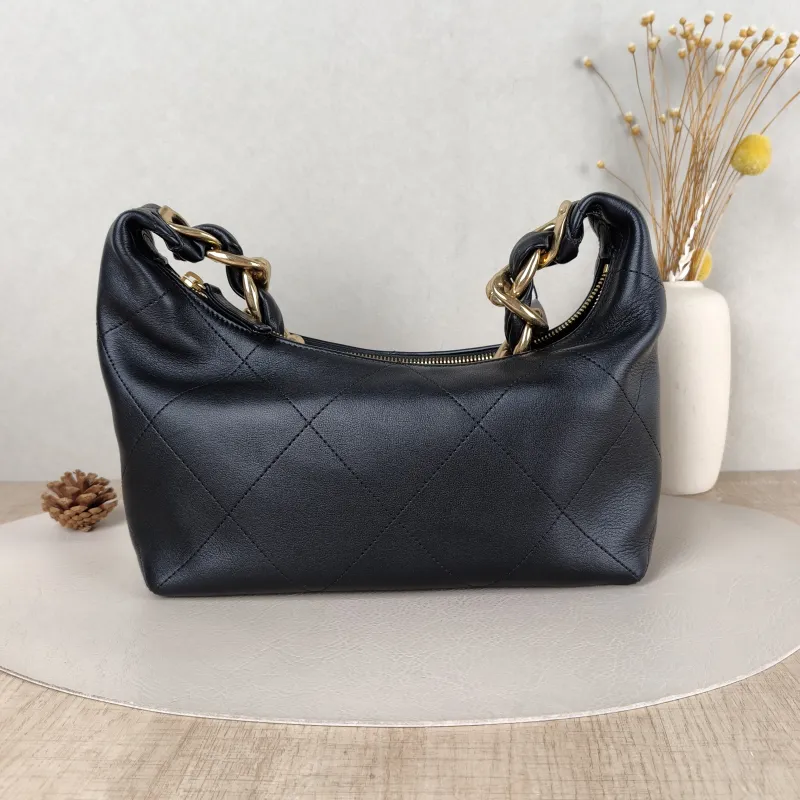 Chanel Shoulder Bag hobo Black with Gold-Tone Hardware Calfskin One Size 24 × 7 × 27 cm — cover view 6 of 6