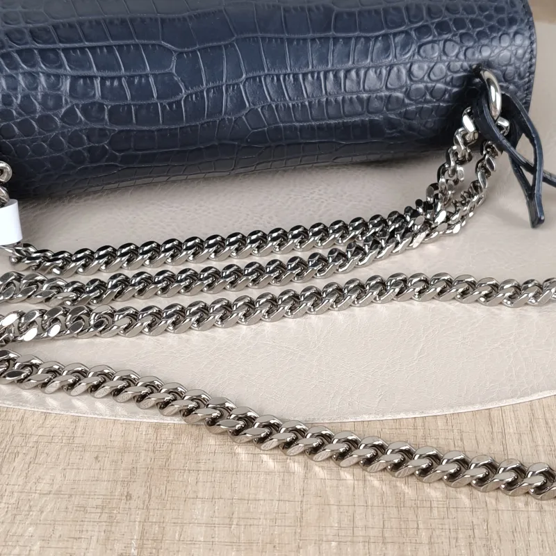 SAINT LAURENT Crossbody Bag SUNSET Grey Calfskin Medium 22 × 6.5 × 16 cm — detail view 10 of 13