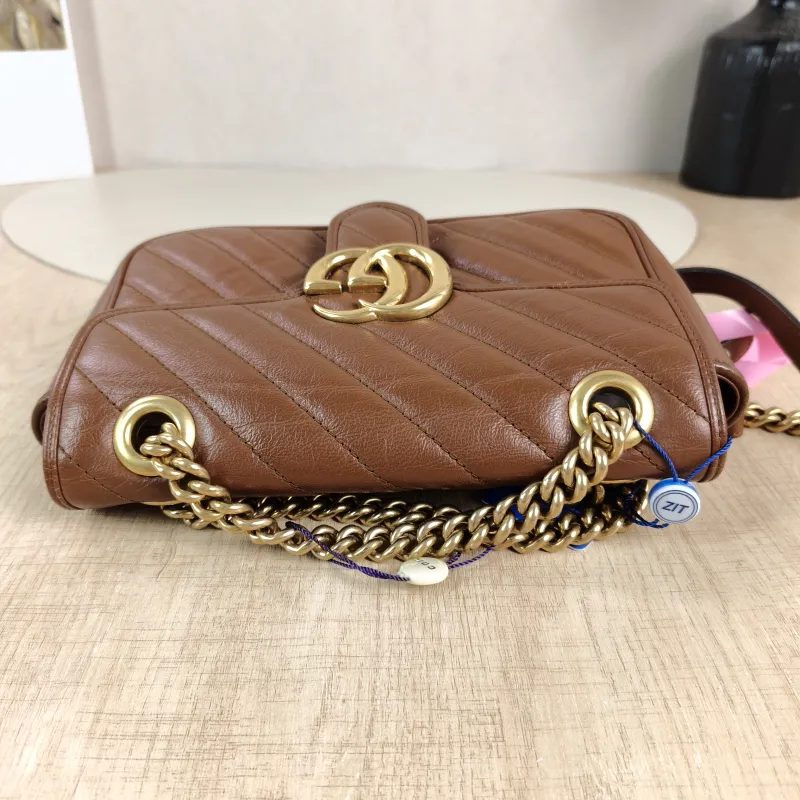 GUCCI Crossbody Bag GG Marmont Small Marmont 22 Caramel Calfskin Small 22 × 6 × 13 cm — detail view 9 of 13