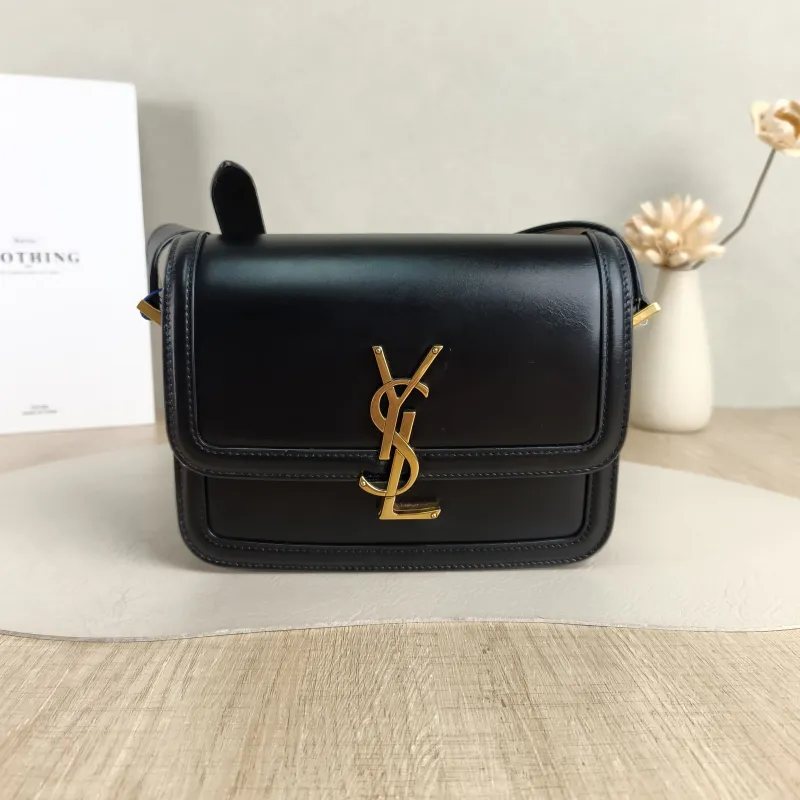 SAINT LAURENT Crossbody Bag Solferino Box Shoulder Bag Black Calfskin Small19 × 5 × 13 cm