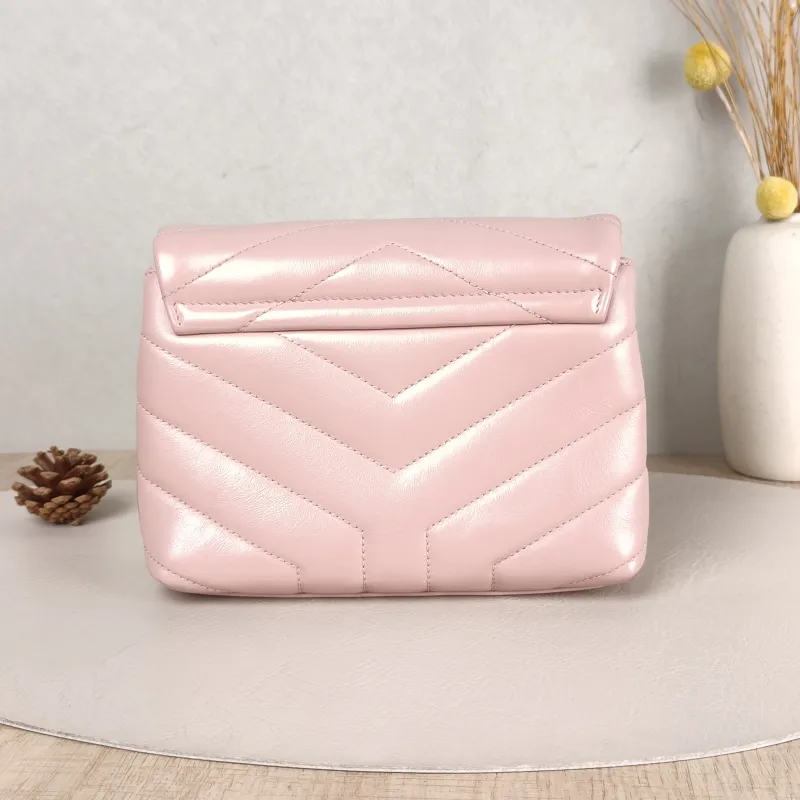 SAINT LAURENT Shoulder Bag LOULOU Pink Calfskin Mini 20 × 7.5 × 14 cm — cover view 5 of 5