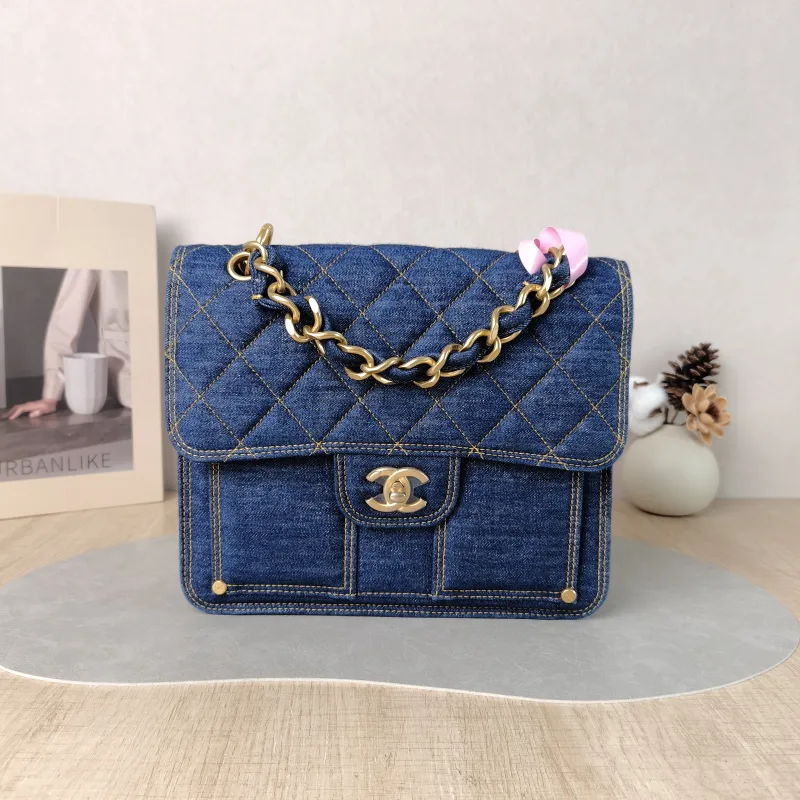 Chanel Backpack Backpack Blue One Size 25 × 6 × 22 cm