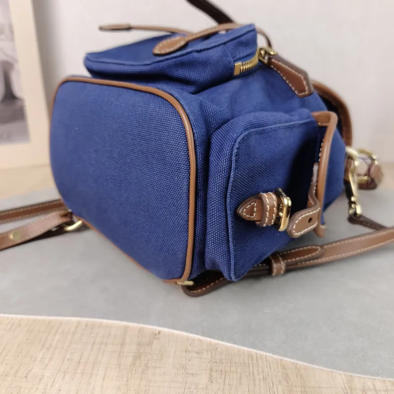 Miumiu Backpack Backpack Blue Brown Canvas Medium 18 × 11.5 × 22 cm — detail view 8 of 11