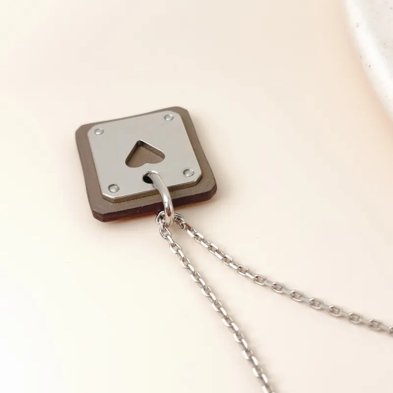 Hermès Necklace As de Coeur Necklace Silver Calfskin Small 49cm — cover view 5 of 11