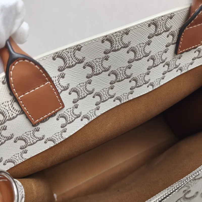 CELINE Crossbody Bag CABAS White Monogram PVC Medium 31.5 × 5 × 35 cm — detail view 11 of 12
