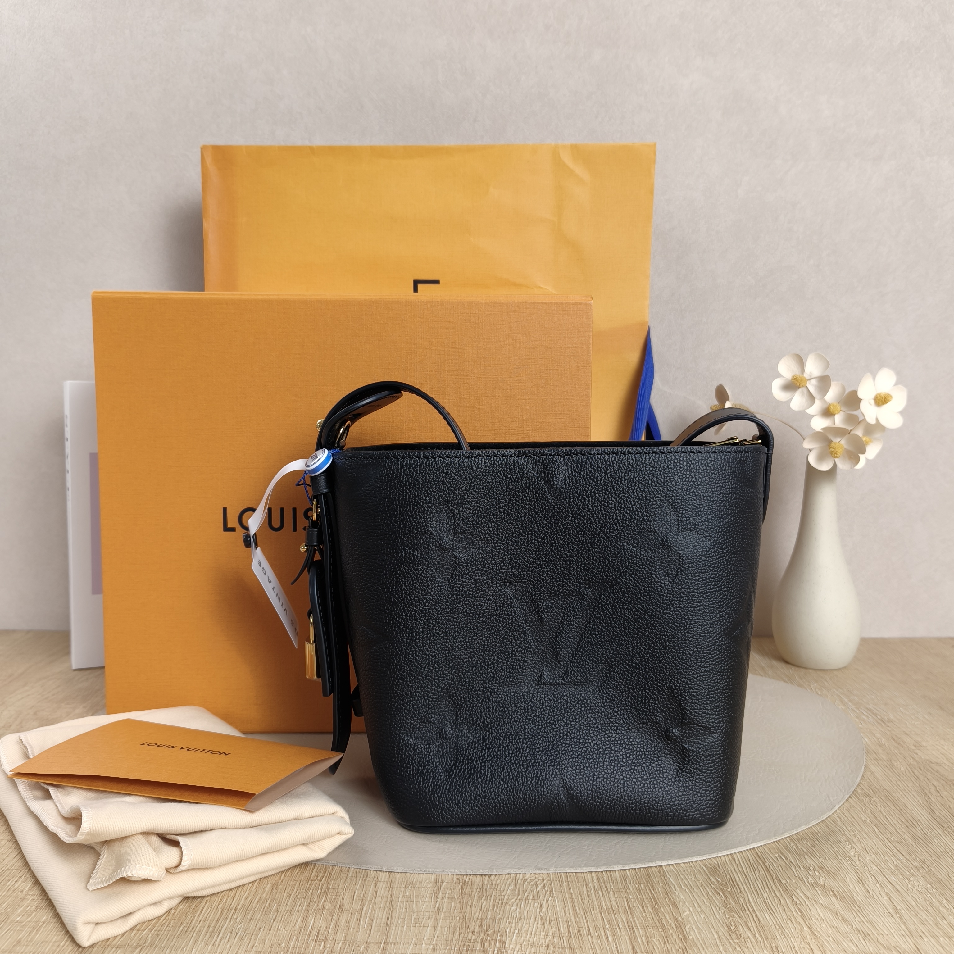 Louis Vuitton Top Handle Bag ALL IN BB Black Monogram Empreinte Embossed Calfskin BB18 × 12 × 16 cm — cover view 8 of 12
