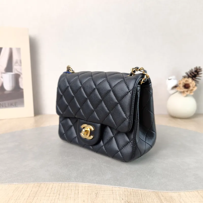 Chanel Crossbody Bag Classic Flap Mini CF Mini Black with Gold-Tone Hardware SL ambskin Mini 17 × 8 × 13.5 cm — cover view 2 of 6