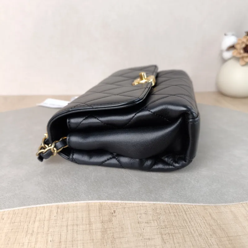 Chanel Crossbody Bag Crossbody Bag Black with Gold-Tone Hardware Lambskin Mini 20 × 6.5 × 13 cm — detail view 12 of 16