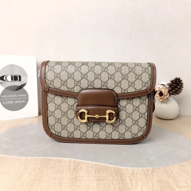 GUCCI Shoulder Bag Horsebit 1955 Horsebit Medium Monogram PVC Medium 25 × 8 × 18 cm