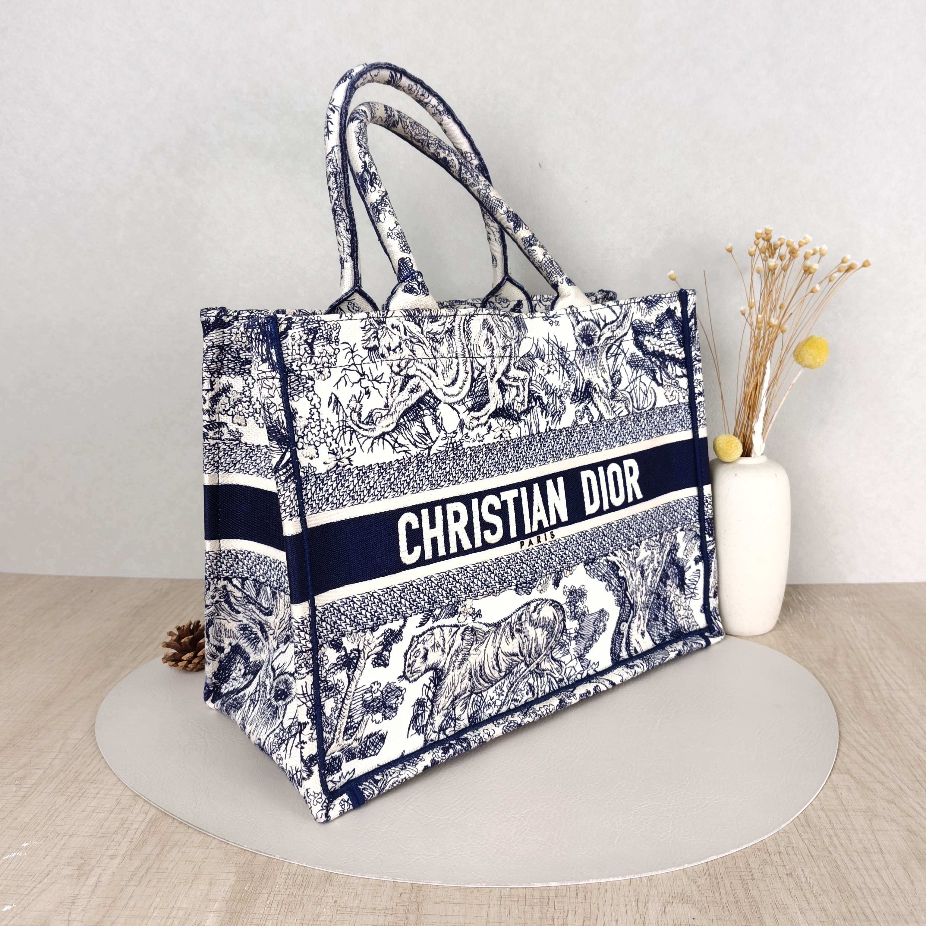 DIOR Top Handle Bag Book Tote Collection · White Blue Canvas Medium36 × 16.5 × 27.5 cm — cover view 5 of 5