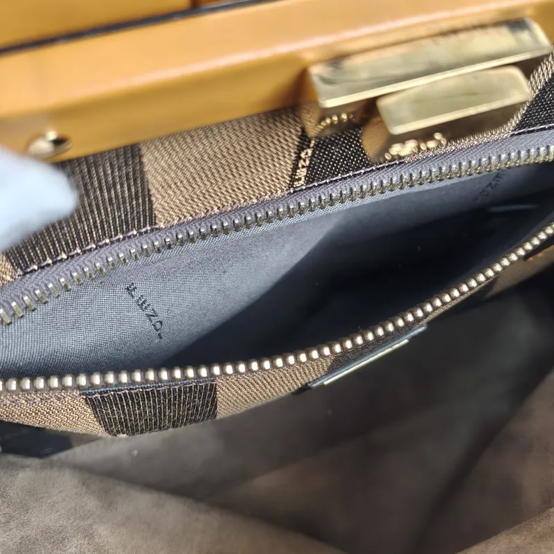 FENDI Top Handle Bag Peekaboo Brown Calfskin Medium 33.5 × 13 × 25.5 cm — detail view 13 of 13