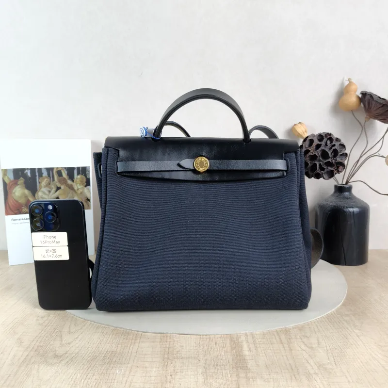 Hermès Crossbody Bag Herbag 31 Black Canvas Medium 30.5 × 11 × 25.5 cm Y — cover view 2 of 6