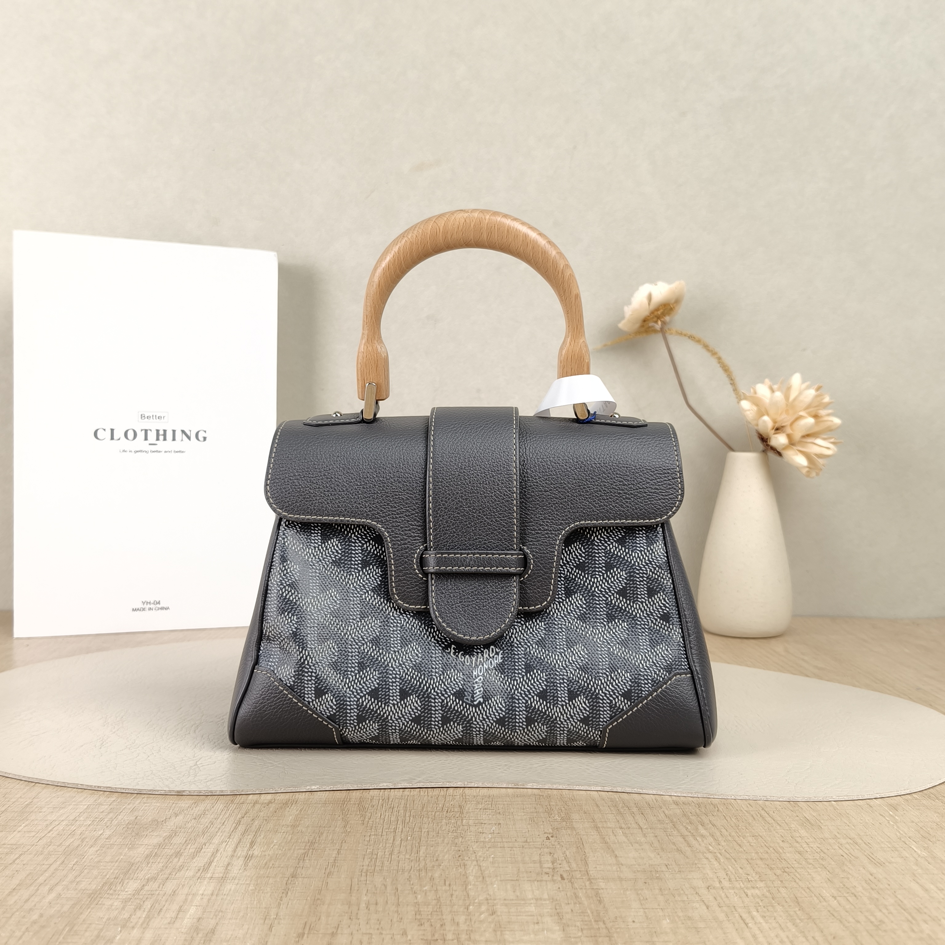 GOYARD Crossbody Bag Saïgon Grey PV Cmini20 × 7.5 × 15 cm