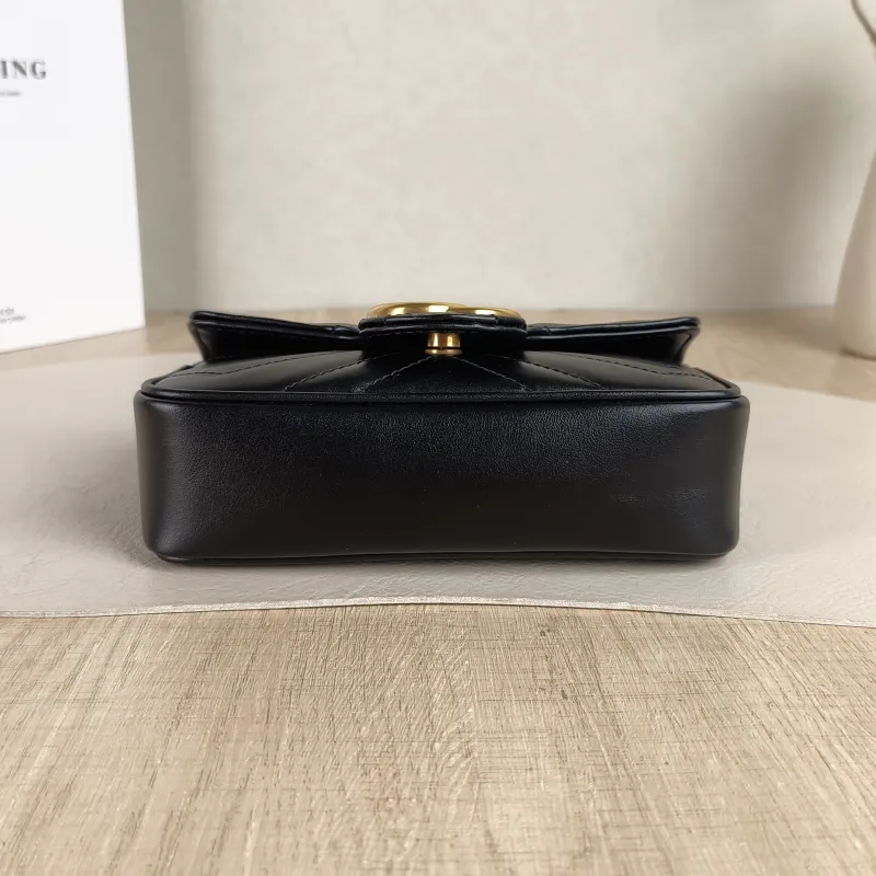 GUCCI Crossbody Bag GG Marmont Mini Marmont Mini Black Calfskin Mini 16.5 × 4.5 × 9.5 cm — cover view 3 of 5