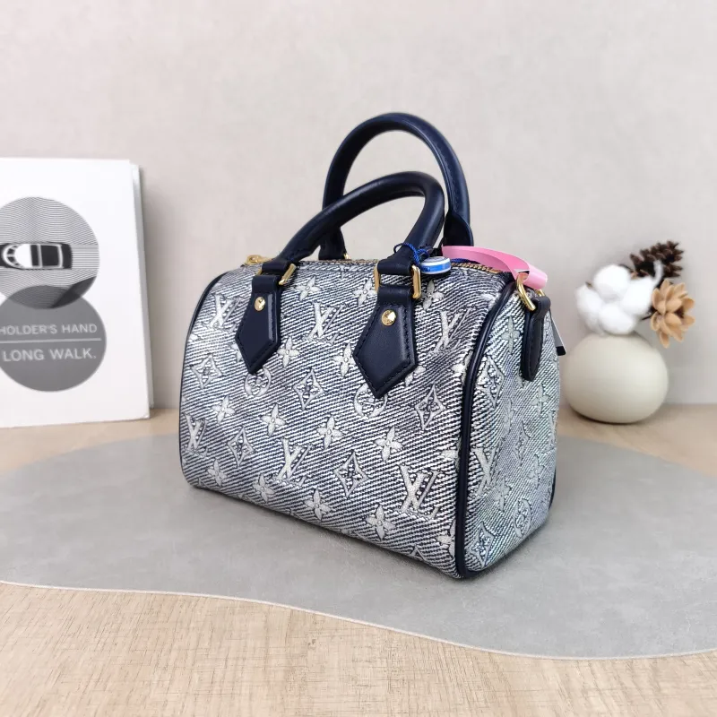 Louis Vuitton Crossbody Bag Speedy20 Blue Canvas One Size 20.5 × 12 × 13.5 cm — cover view 4 of 6