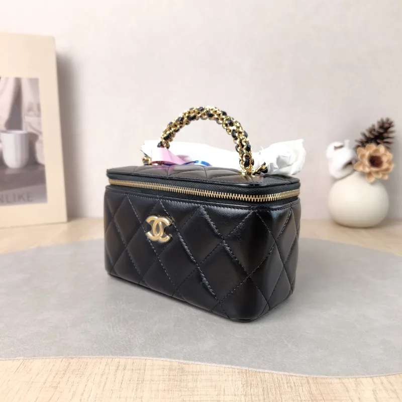 Chanel Crossbody Bag Black Waxed Leather Mini 16 × 8 × 9.5 cm — cover view 3 of 5