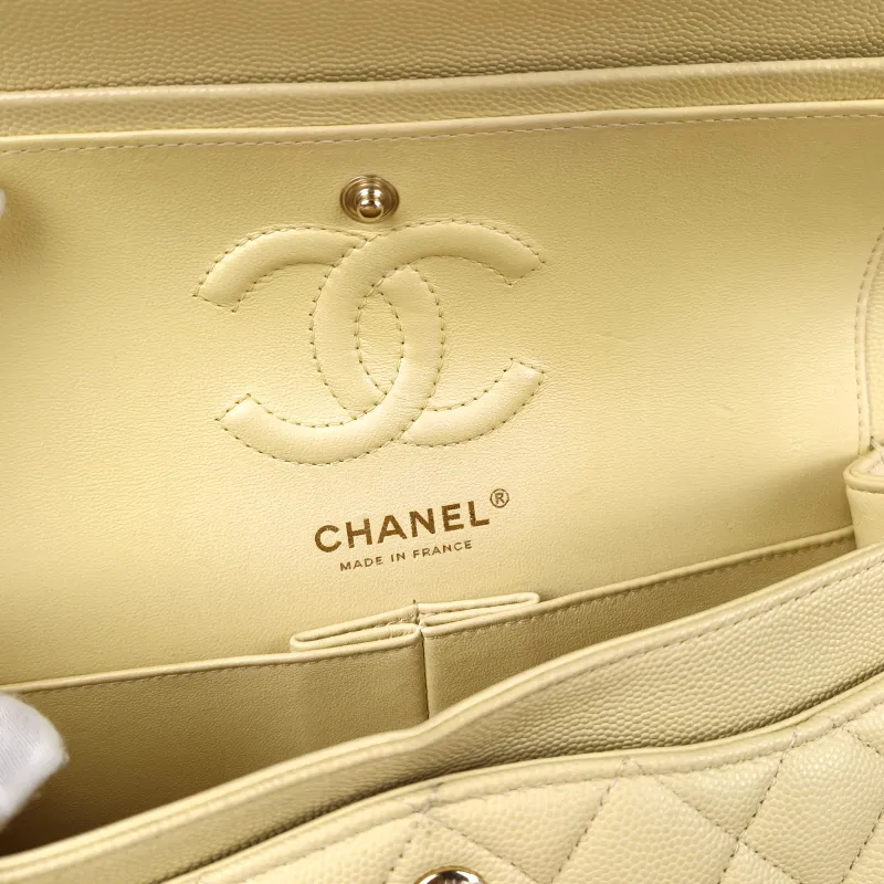 Chanel Crossbody Bag Classic Flap CF Yellow Grained Calfskin Small 23 × 6 × 14.5 cm — detail view 8 of 13