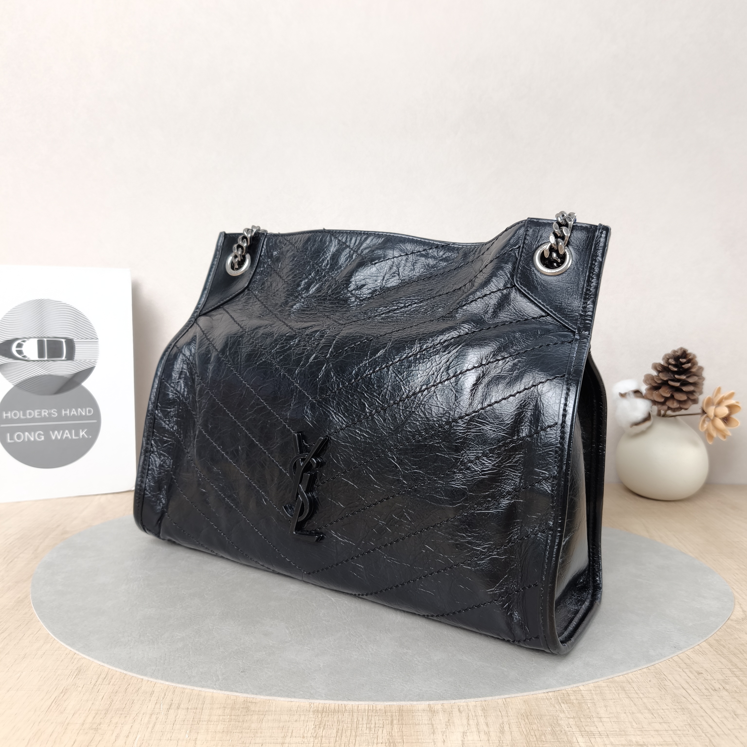 SAINT LAURENT Shoulder Bag NIKI SHOPPING Shopping Tote Black Waxed Leather Medium33 × 11.5 × 27 cm — cover view 3 of 6