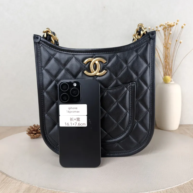 Chanel Crossbody Bag 24s hobo Black Calfskin One Size 22 × 6 × 24 cm — cover view 5 of 5