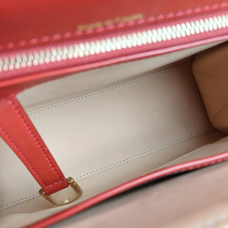 DELVAUX Crossbody Bag Tempete Top Handle Bag Red Calfskin Medium 27.5 × 9 × 23 cm — detail view 11 of 13