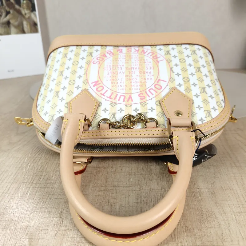 Louis Vuitton Top Handle Bag Alma BB Yellow White Canvas BB 23.5 × 11.5 × 17.5 cm — detail view 8 of 13