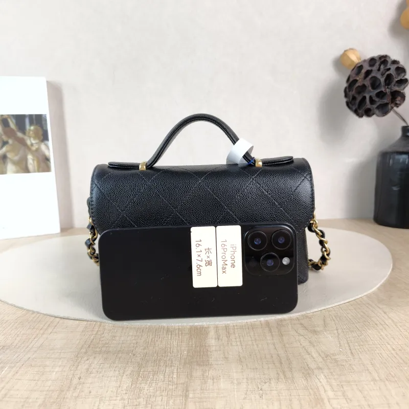 Chanel Crossbody Bag cf Collection Top Handle Bag Black Grained Calfskin One Size 20 × 5 × 13 cm — cover view 4 of 6