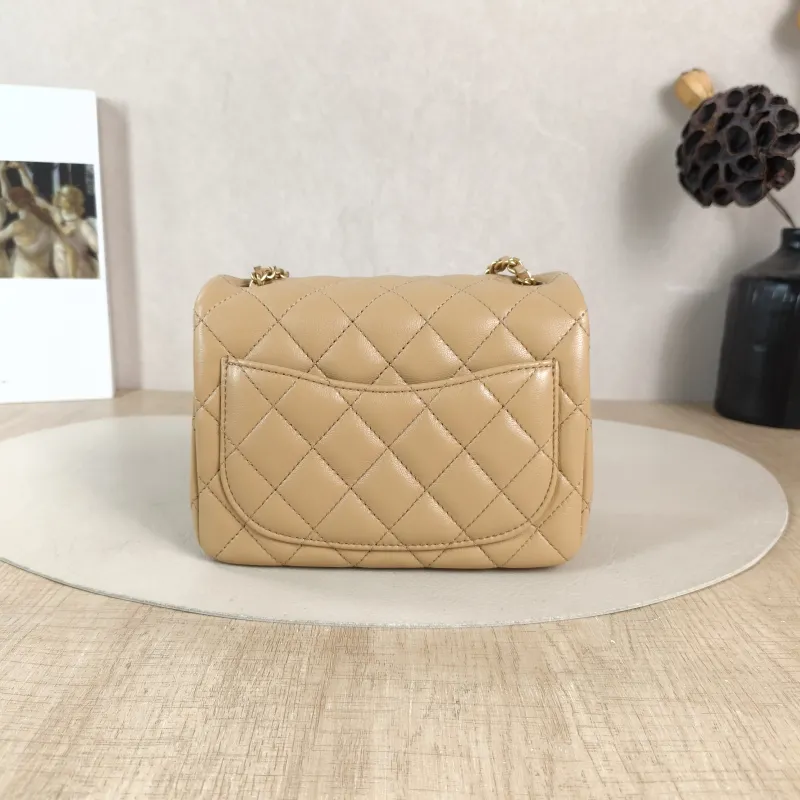 Chanel Crossbody Bag Taupe Lambskin Mini 17 × 8 × 13.5 cm — cover view 6 of 6