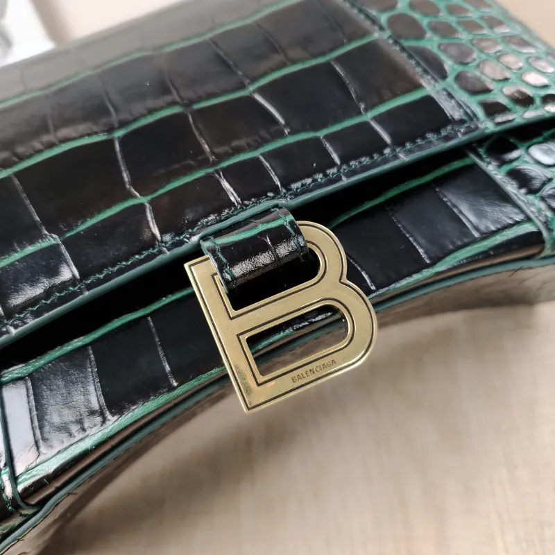 BALENCIAGA Crossbody Bag Hourglass Hourglass Bag Green Calfskin Small23 × 10 × 14 cm — detail view 11 of 14
