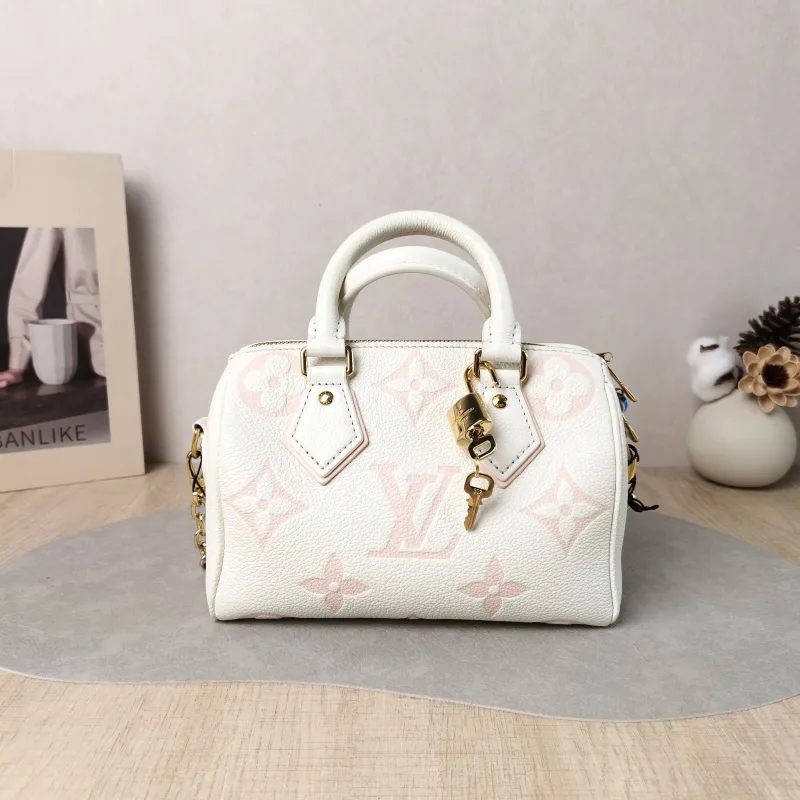 Louis Vuitton Crossbody Bag Speedy20 · Pink Monogram Empreinte Embossed Calfskin Small 20.5 × 12 × 13.5 cm