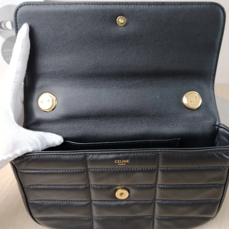CELINE Shoulder Bag Matelasse Monochrome Shoulder Bag Black Lambskin 24 × 5 × 15 cm — detail view 11 of 12