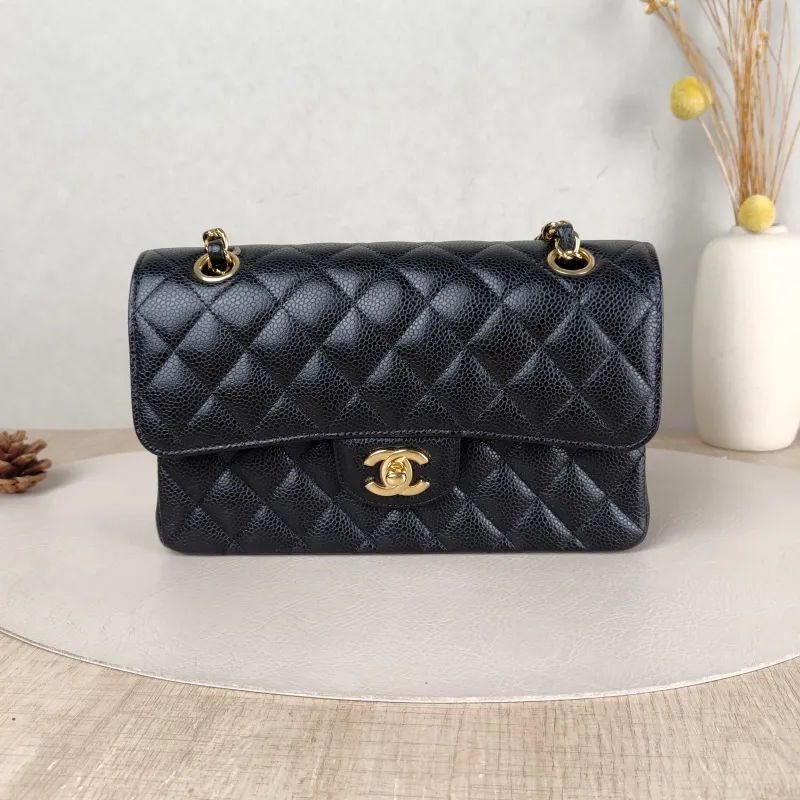 Chanel Crossbody Bag Classic Flap CF Black Grained Calfskin Small 23 × 6 × 14.5 cm 29