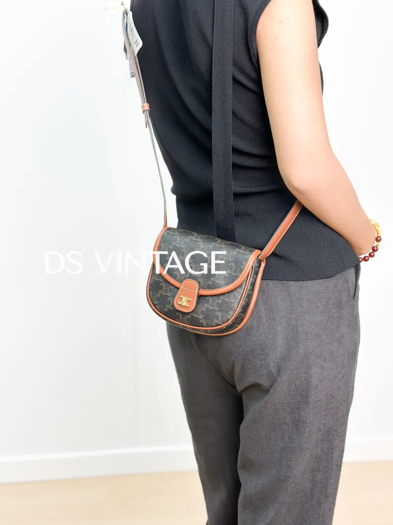 CELINE Crossbody Bag BESACE Monogram PV Cmini15 × 4 × 11 cm — on-model view 1 of 3