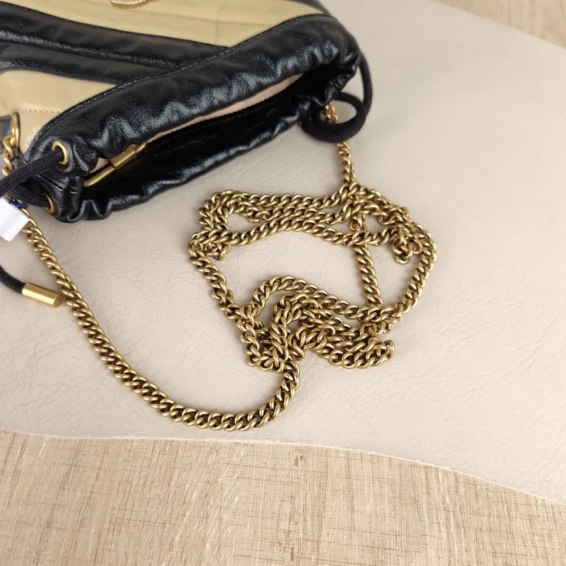 GUCCI Crossbody Bag GG Marmont Marmont Bucket Bag Black Brown Calfskin 14 × 10 × 17 cm — detail view 8 of 9