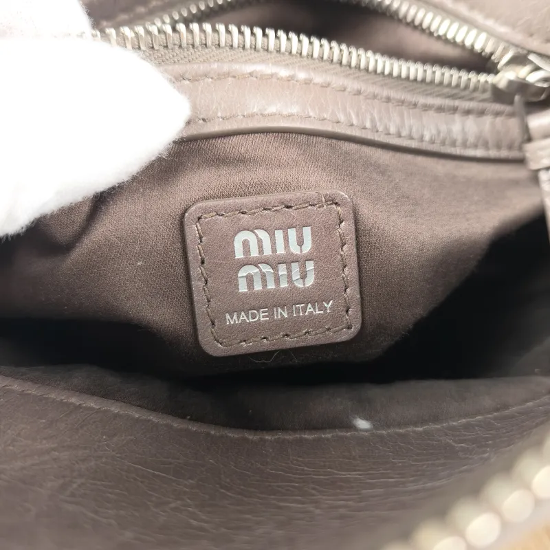 Miumiu Shoulder Bag Ribbon Grey Waxed Leather Small27 × 13 × 16 cm — detail view 13 of 13