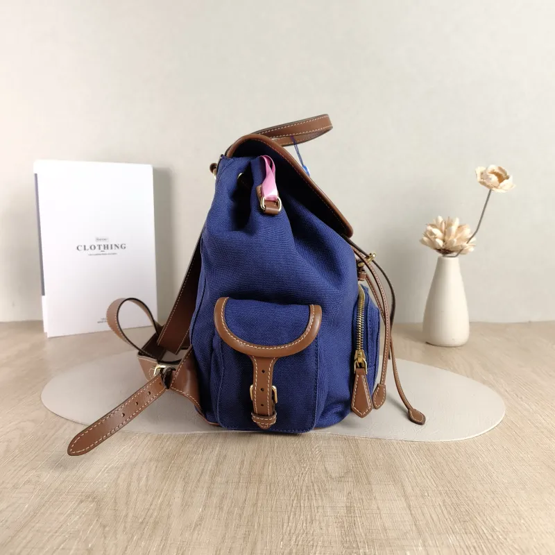 Miumiu Backpack Backpack Blue Canvas Large 25 × 12.5 × 29.5 cm — detail view 10 of 12