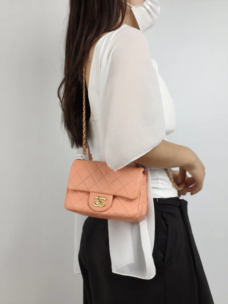 Chanel Crossbody Bag Pink Lambskin One Size 17 × 8 × 13.5 cm — on-model view 2 of 2