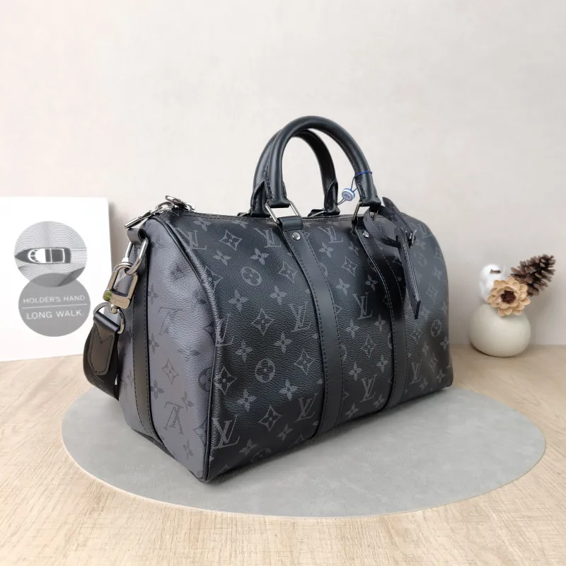 Louis Vuitton Crossbody Bag Keepall 35 Black PVC One Size 35 × 16 × 21 cm — cover view 3 of 6