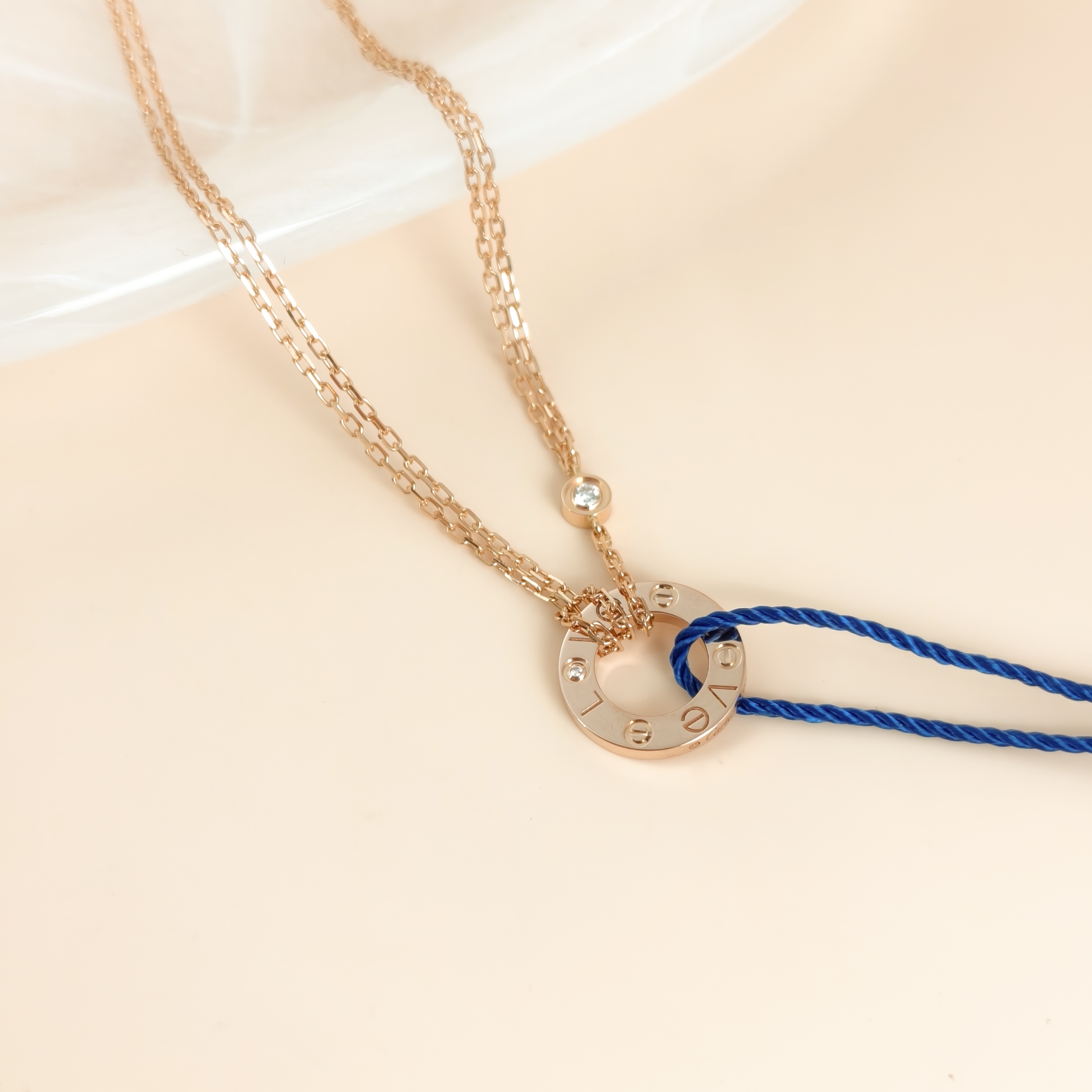 CARTIER Necklace LOVE Collection Pendant 2 Diamond Rose Gold 18KR ose Gold Small Edition40cm — cover view 4 of 8