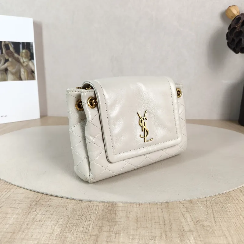 SAINT LAURENT Crossbody Bag NOLITA White SL ambskin Mini 18 × 6 × 13 cm — cover view 2 of 5