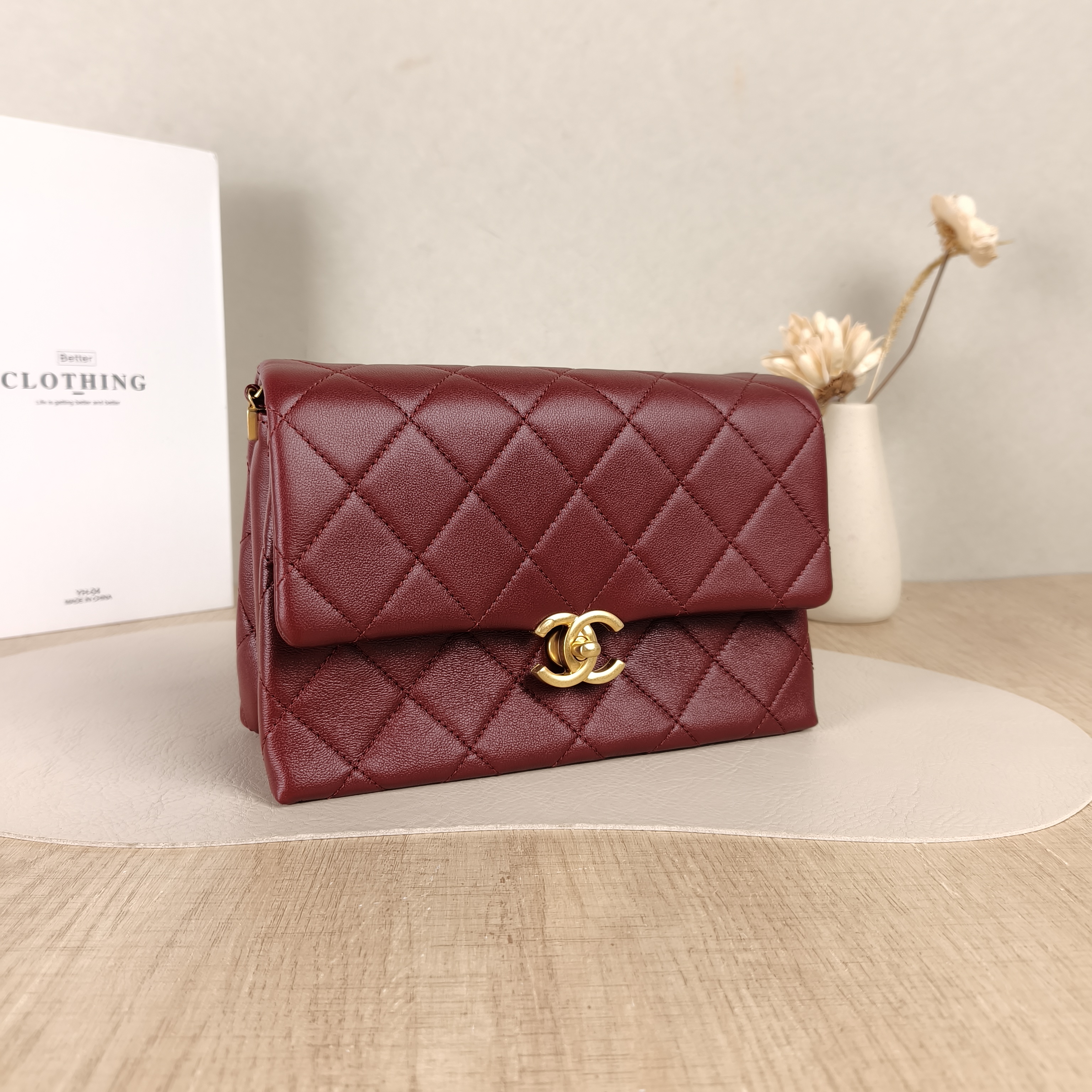 Chanel Shoulder Bag Woven Editioncf Burgundy Calfskin One Size21.5 × 9 × 14 cm — cover view 3 of 5