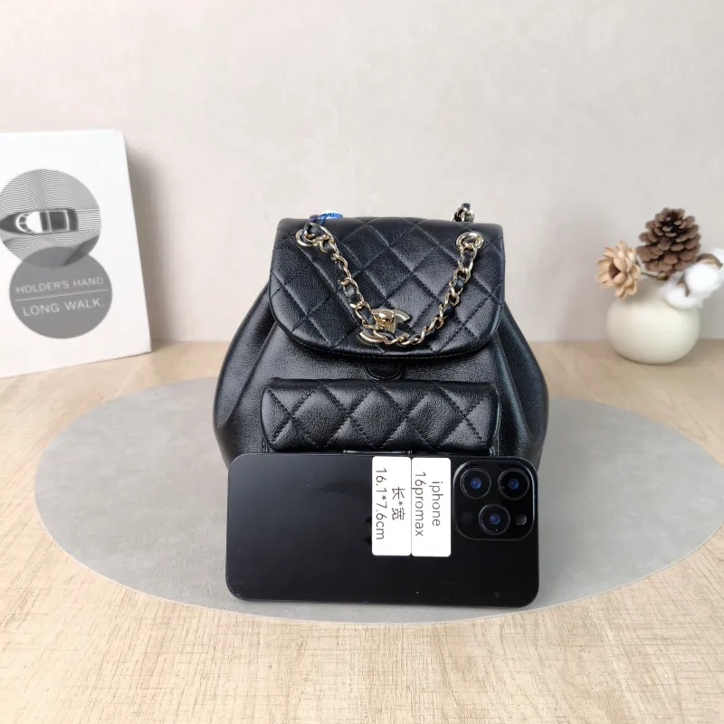 Chanel Backpack Duma Black Calfskin Small18 × 12 × 18.5 cm — cover view 4 of 5