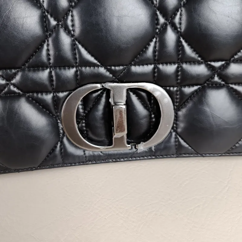 DIOR Crossbody Bag Caro Chain Bag Black Calfskin Medium 25.5 × 9 × 15.5 cm logo — detail view 2 of 12