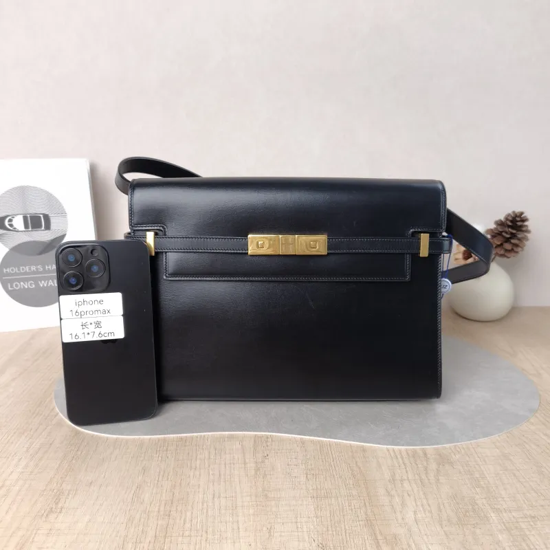 SAINT LAURENT Shoulder Bag MANHATTAN Black Calfskin Medium 29 × 7.5 × 20 cm — cover view 3 of 6